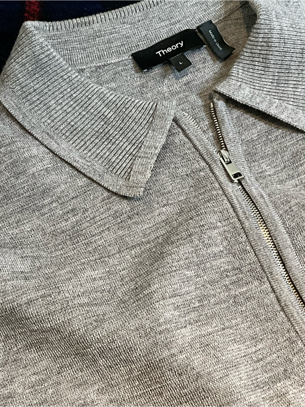 Theory Men's Heather Gray Zip-Up Knit Merino Wool Sweater